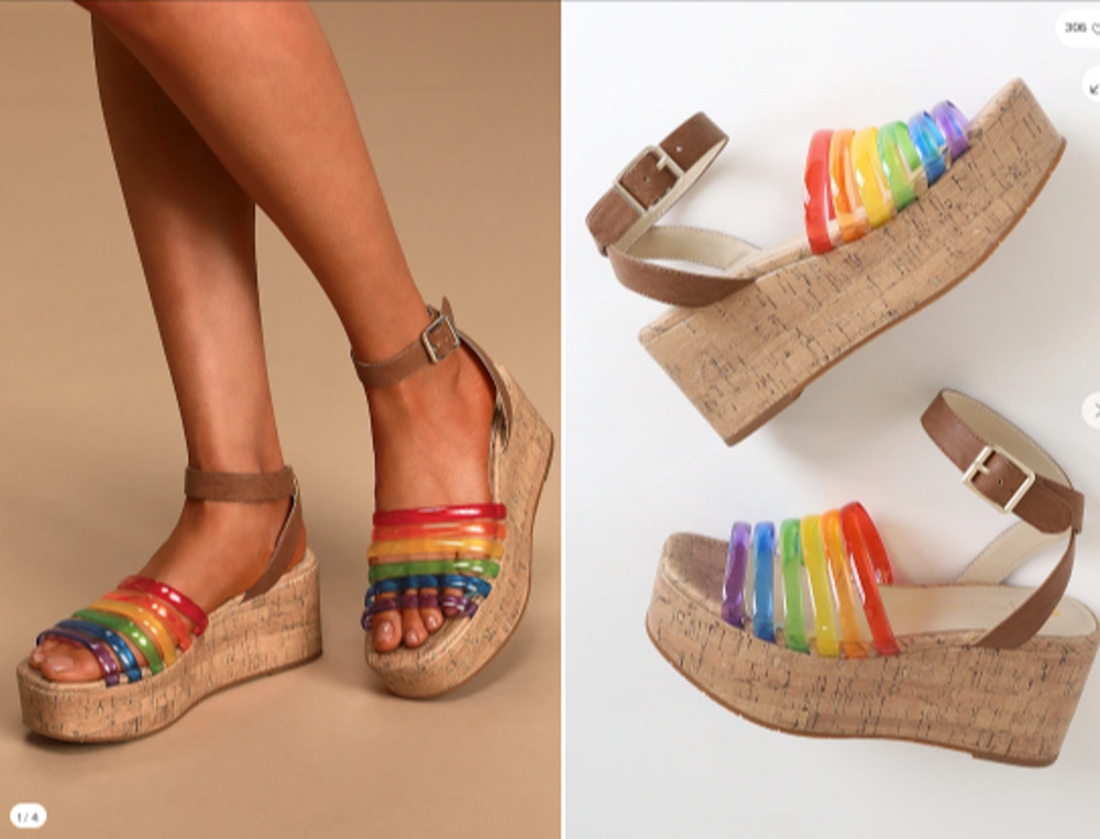 BC Footwear Sorry Not Sorry Pride Rainbow Cork Wedge Sandals Matisse Women 8.5